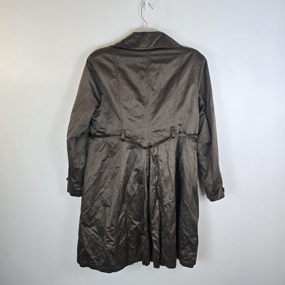 DKNY Womens Brown Trench Coat Lightweight Tie Waist Jacket Large - Picture 3 of 16